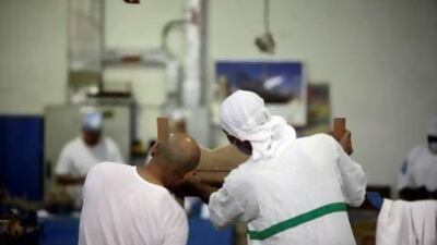 Inmates work in a carpenttry shop at the Dubai Central Jail. Sammy Dallal / The National