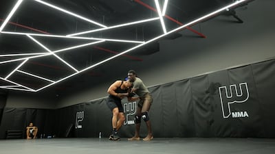 France's Ciryl Gane trains at the Tripl3 Gym in Dubai.