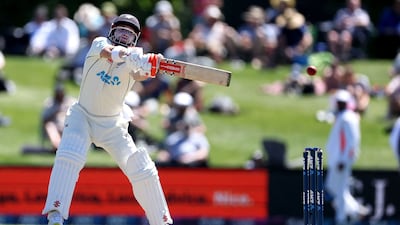 Henry Nicholls plays a shot during day two of the first Test. AFP
