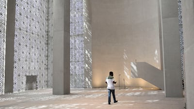 The interior of Imam Al Tayeb Mosque at the Abrahamic Family House on Al Saadiyat Island, Abu Dhabi. Khushnum Bhandari / The National