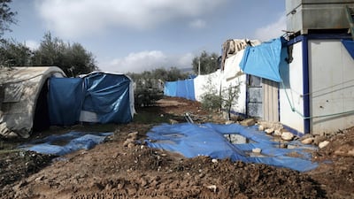 Location: Al-Karama camp in Atama. The aftermath of heavy rainfall on north Syria, residents lost their furniture, clothes and bedding as well as the tents waiting outside in open lands until the civil defense and NGs arrive to rescue them.