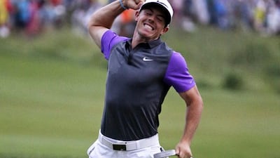 Rory McIlroy of Northern Ireland celebrates after winning the PGA Championship at Valhalla Golf Club on August 10, 2014, in Louisville, Kentucky. John Locher / AP Photo