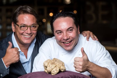 Massimo Vidoni pictured with Francesco Guarracino, Executive Chef at leading UAE restaurant Roberto's, in 2016. Photo: Roberto's Abu Dhabi