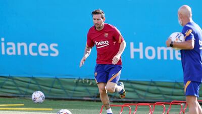 Lionel Messi takes part in training with his Barcelona teammates. All pictures courtesy of FC Barclelona