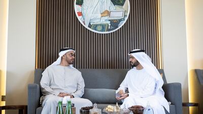 During the visit, Sheikh Mohamed (left) listened to poems recited by Dr Al Derei and met his family.