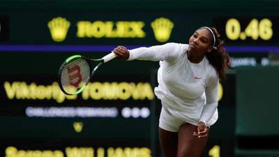 Serena Williams in action during her second round match at Wimbledon against Viktoriya Tomova. Andrew Couldridge / Reuters