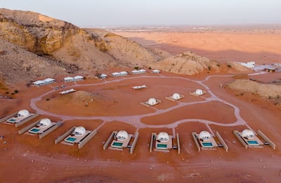 Looking like something from another world, Mysk Moon Retreat opened in Sharjah's desert sands. Photo: Mysk Hotels
