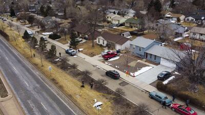 Parts of the plane's engine fell on busy roads. AFP