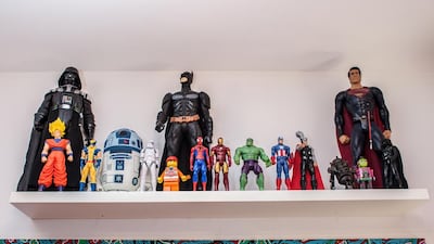 Umm Kulthum, one of Khalifa’s heroes, makes a star appearance in that thinking — on cushions, stools and various other surfaces — as do other Arab stars of old, including Shadia, Sabah, Lobna Abdel Aziz and Omar Sharif.