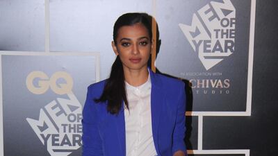 Radhika Apte in a suit by Swapnil Shinde during the GQ India Men of the year Award 2016 ceremony at Grand Hyatt, Santacruz, on September 27, 2016 in Mumbai, India. Getty Images