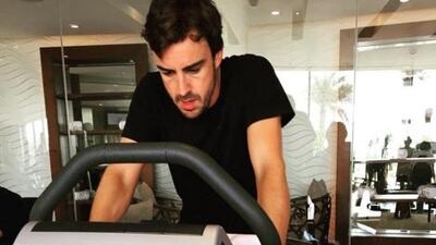 McLaren driver Fernando Alonso posted pictures of his training to his Instagram account on Wednesday. He hopes to be fit in time for the Chinese Grand Prix. Courtesy Fernando Alonso on Instagram