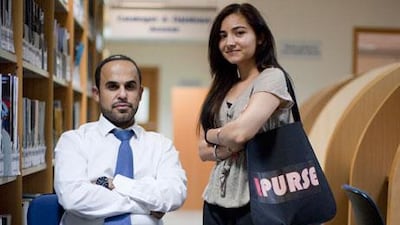 iPurse co-designer Manprabhjot Kaur, 23, and her tutor Dr Mohamed K. Watfa at Wollongong University in Dubai.