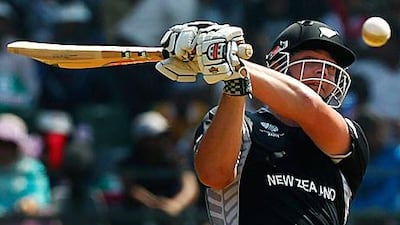 Jesse Ryder, the New Zealand batsman, attempts a hook during his innings of 38 against Canda in Mumbai.