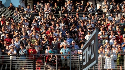 Fans applaud the Abu Dhabi Formula 1 Grand Prix. (Christopher Pike / The National)