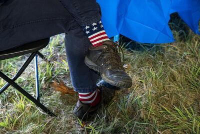 An attendee wears patriotic socks in Maine. Bloomberg