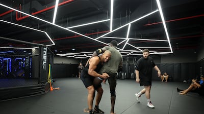 France's Ciryl Gane trains at the Tripl3 Gym in Dubai.