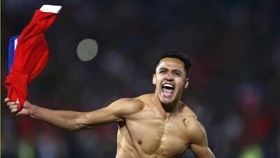 Chile's Alexis Sanchez celebrates after scoring the winning penalty kick in their Copa America 2015 final against Argentina on Saturday in Santiago. Marcos Brindicci / Reuters / July 4, 2015