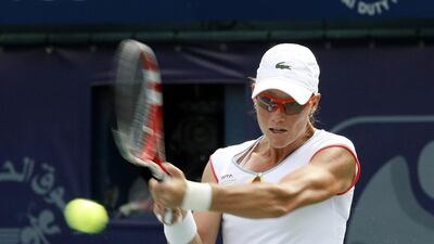Samantha Stosur of Australia wins against the erratic Patty Schnyder in straight set, during the WTA Dubai Duty Free Tennis Championship. (Jeffrey E Biteng/The National)
