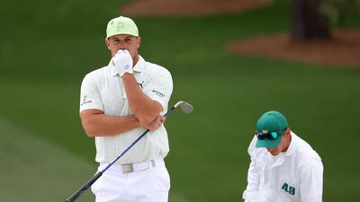 Bryson DeChambeau looks on from the 7th green during the second round of The Masters at Augusta National Golf Club on April 8, 2022. Getty / AFP