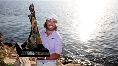 Tommy Fleetwood after winning the Dubai Invitational at Dubai Creek Golf and Yacht Club. Getty Images