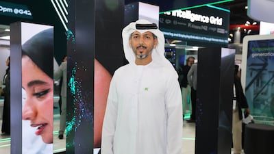 Hassan Al Naqbi, chief executive of Abu Dhabi's Khazna Data Centres, at the Gitex Global technology exhibition in Dubai on Monday. Pawan Singh / The National