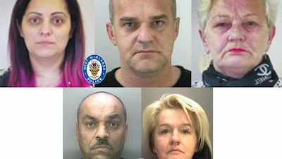 (L-R) Car wash mafia family Zdenka Ferencova, her father Pavol Ferenc, and his wife Klaudia Ferencova, bottom: Gejza Demeter and his wife Andrea Demeterova were sentenced to jail. West Midlands Police