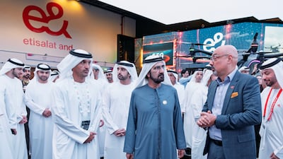 Sheikh Mohammed bin Rashid, Vice President and Ruler of Dubai, attends the first day of Gitex Global 2025. Photo: Dubai Media Office