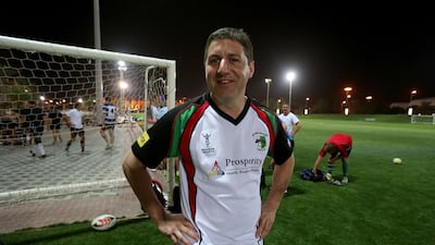 Abu Dhabi Harlequins full-back Tom Calnan, pictured on February 17, 2014, is set to enter the Guinness Book of Records for being the oldest debutant in both rugby union and rugby league. Sammy Dallal / The National