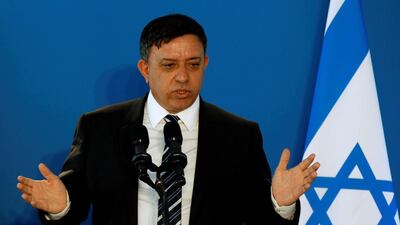 Israeli environment protection minister Avi Gabbay delivers a speech during the inauguration of France's EDF Energies Nouvelles Zmorot solar plant facility. Baz Ratner / Reuters
