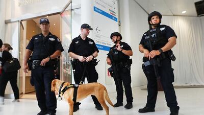 New York City Police keep watch at the newly opened Westfield World Trade Center shopping mall at the Oculus. Spencer Platt / Getty
