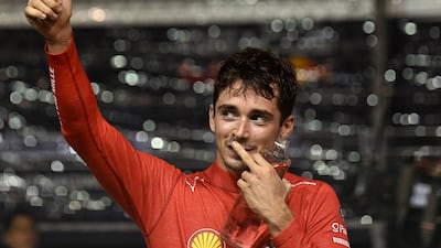 Ferrari's Charles Leclerc after taking pole. AFP