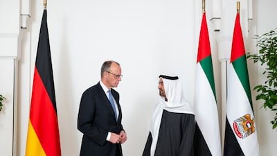 Sheikh Mohamed and Mr Merz held discussions focused exploring opportunities for 'enhanced collaboration' between the UAE and Germany. Abdulla Al Bedwawi / UAE Presidential Court