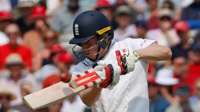 Zak Crawley hits a boundary during his partnership of 91 with Ben Duckett in what was England's best Ashes opening stand since 2013. AFP