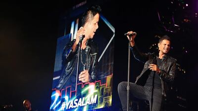 Nikotin lead singer Cruize performs on the opening night of Yasalam Beats on the Beach on the Abu Dhabi Corniche. Ravindranath K / The National