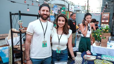 Mohamed Al Kaggoumi and his wife Rawan Badarneh at their souq stall Fyrouzi Ceramics. Fyrouzi means turquoise in Arabic, one of the colours found in the art of Palestinian handmade ceramics