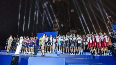 The opening ceremony with the Burj Khalifa as a backdrop on Tuesday night. Angelo Carconi / EPA