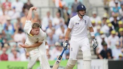 James Faulkner, left, has batted and bowled well on debut in the ongoing Test at The Oval.