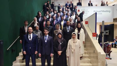 The UAE delegation arrives at the World Economic Forum annual meeting. AFP
