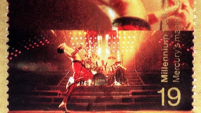 A stamp featuring the rock singer Freddie Mercury. Getty