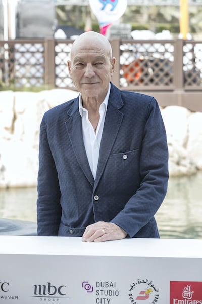 Patrick Stewart at the Dubai International Film Festival in 2017. Antonie Robertson / The National