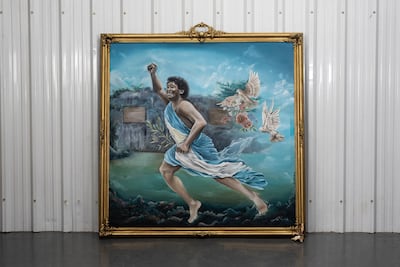 A painting depicting Maradona is included in the sale. Photo: Reuters