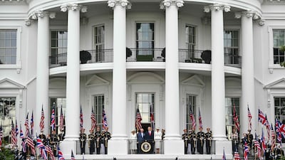 Mr Trump, Ms Trump, King Charles and Queen Camilla at the White House. AFP