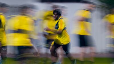 Al Ittihad's Zakaria Hawsawi runs during a training session. AP
