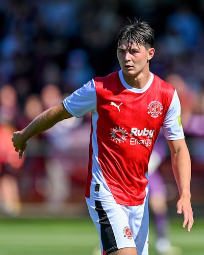 Mackenzie Hunt in action for new club Fleetwood Town during a pre-season friendly. Photo: Fleetwood Town / Adam Gee Pics