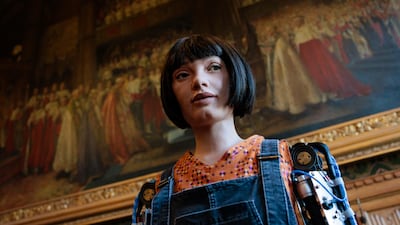 Robot Ai-Da at the House of Lords in London. Experts say the development of regulations in AI needs to keep pace with the evolution of the technology itself and be fully aware of the potential risks associated with it. Getty Images