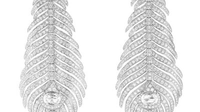 The Silver Plume de Paon earrings from Boucheron. Courtesy Harvey Nichols — Dubai