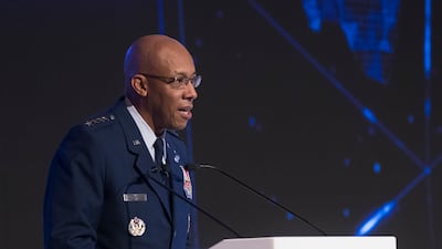 Gen Charles Brown, United States Air Force chief of staff, at the Air Force Leaders Conference in Dubai. Ruel Pableo for The National