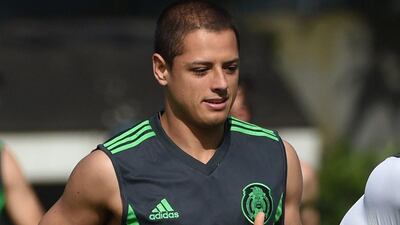 Javier Hernandez shown training with Mexico ahead of the 2014 World Cup last summer. Yuri Cortez / AFP / June 26, 2014