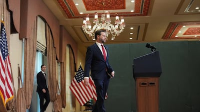 US Vice President JD Vance and envoy Jared Kushner arrive for a news conference after a meeting with representatives from Iran in Islamabad. Getty Images