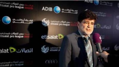Ajman coach Abdulwahab Abdulqadir was named Pro League Coach of the Year on Sunday at the PLC awards after guiding the Orange Brigade to safety in the league as well as the Etisalat Cup. Silvia Razgova / The National
